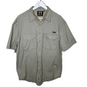 Smith's Workwear Men's Tan Short Sleeve Button-Up Work Shirt, Size Medium